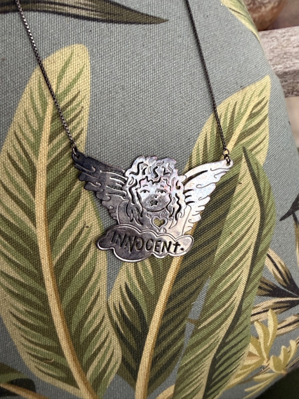 Betsey Johnson Silver Angel 'Innocent' Pendant Necklace